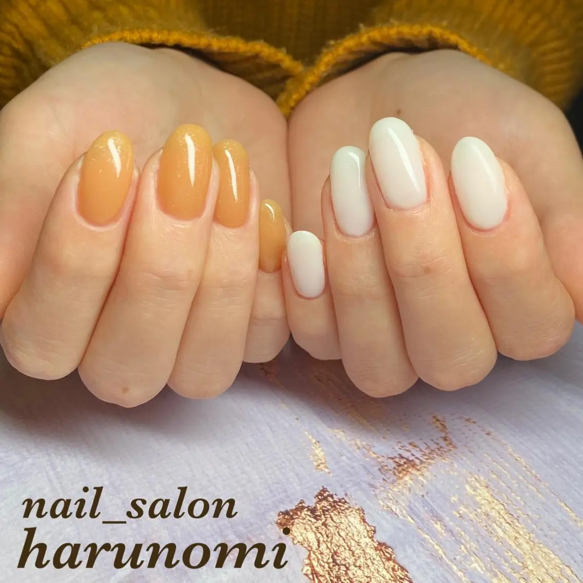 ネイル ジェルネイル ラメ(グリッター) ホワイト ハンドネイル nailroom harunomiのネイルデザイン