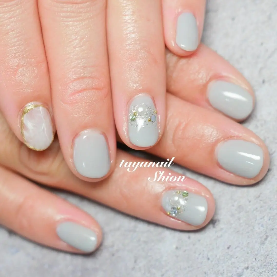 ネイル アートネイル ブルー ジェルネイル キラキラネイル パラジェル ネイルサロン 【たゆnail】のネイルデザイン
