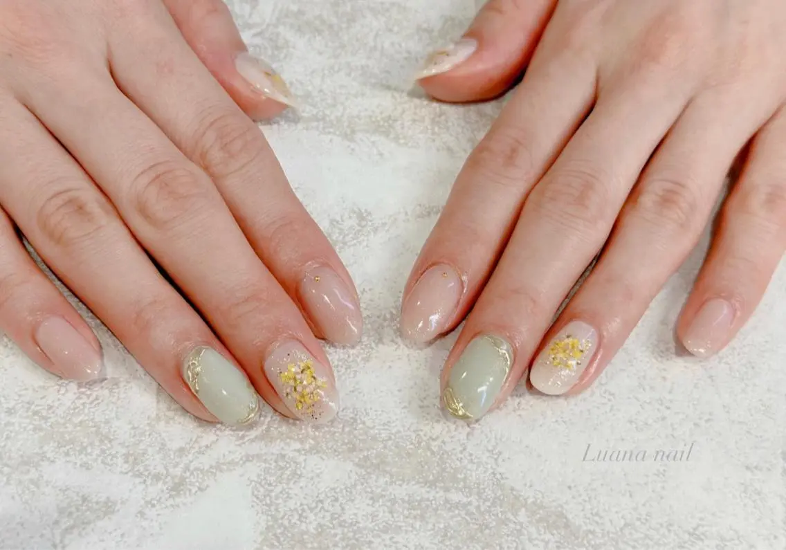 セミロング ネイル 入学式 入学式 フラワーネイル ジェルネイル ミラーネイル Luana nail (ルアナネイル)のネイルデザイン