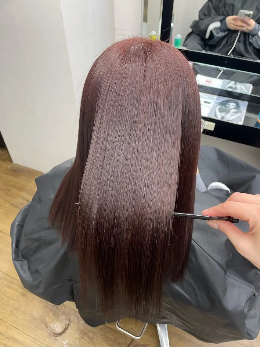 セミロング カラー トリートメント 𝙃𝘼𝙍𝙐🎀 韓国×エクステのヘアスタイル
