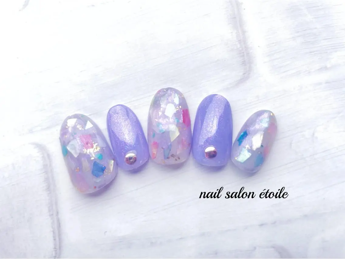 ネイル ジェルネイル ラメ(グリッター) パープル ハンドネイル nail salon étoileのネイルデザイン