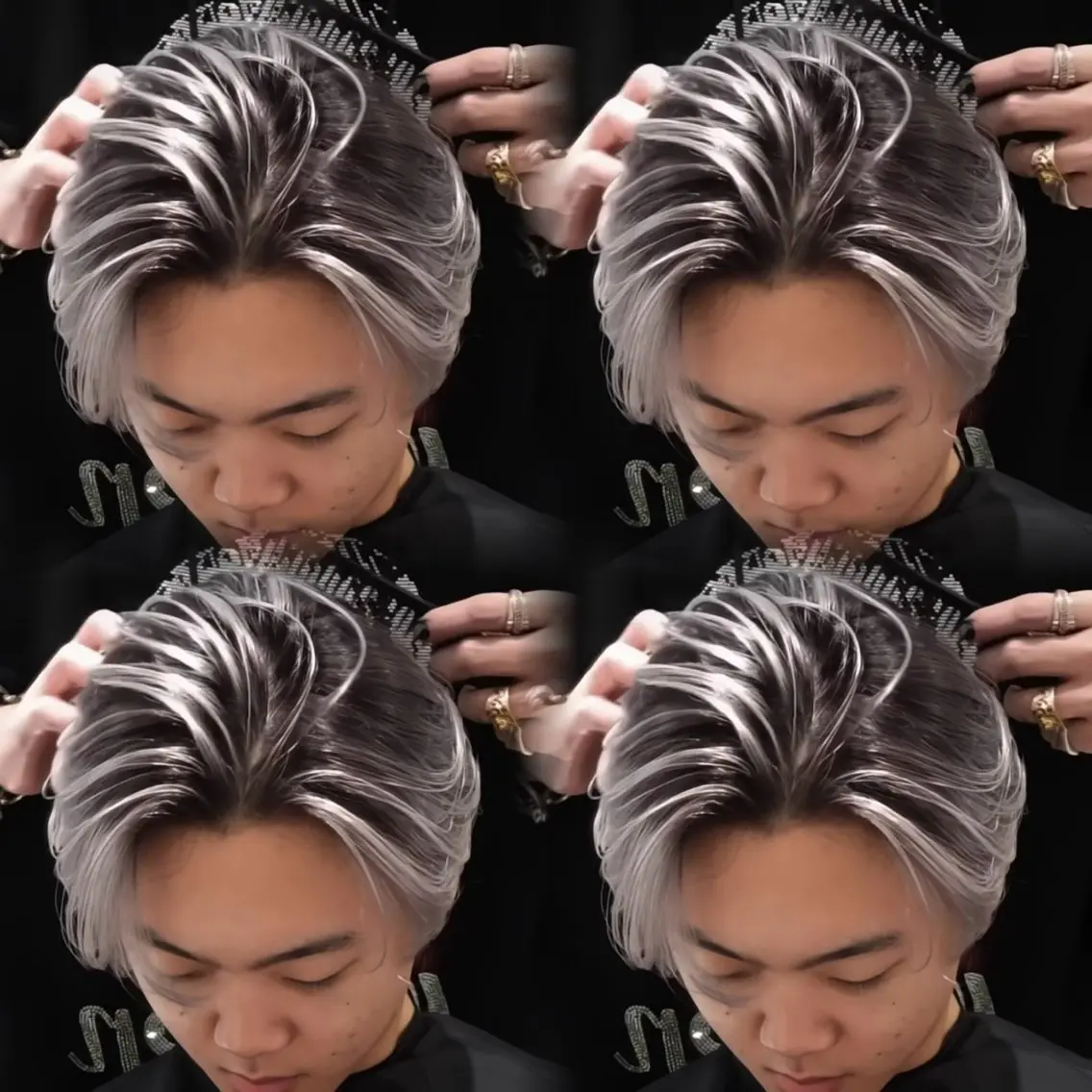 カラー メンズ メンズバレイヤージュ バレイヤージュ シルバー ホワイトシルバー ヘアカラー 原宿/ハイライト バレイヤージュ/大智のヘアスタイル