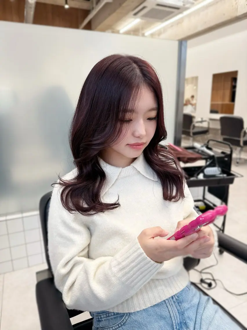 ミディアム カラー 縮毛矯正+モテカラー 🎀✨MIHOのヘアスタイル