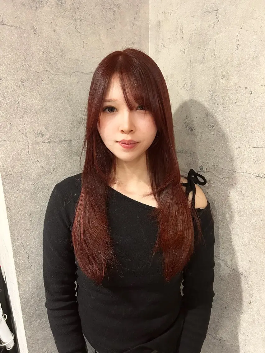 セミロング カラー ブリーチ ダブルカラー ブリーチなしカラー レッドカラー ヘアカラー パーソナルカラー 診断🍀マリンのヘアスタイル