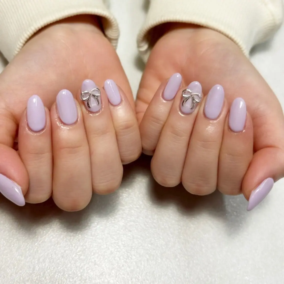 ネイル ワンカラーネイル リボン Aki 💖ゆちたの部屋のネイルデザイン