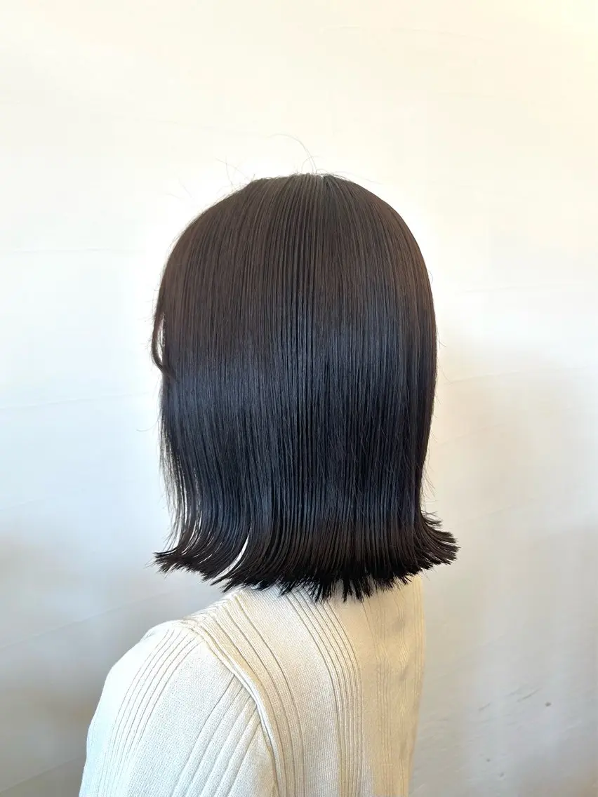 ミディアム カラー 切りっぱなしボブ ボブ カット 縮毛矯正 ✨ブリーチカラー /菜月✨のヘアスタイル
