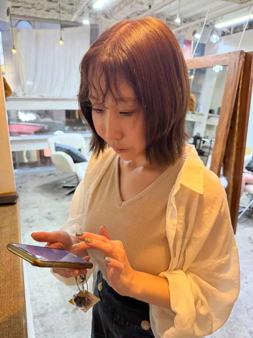 ショート カラー パーマ ブリーチ ブラウンカラー マロンブラウン ブリーチなしカラー ボブ ヘアカラー トリートメント makoto / 池袋 Rojiのヘアスタイル