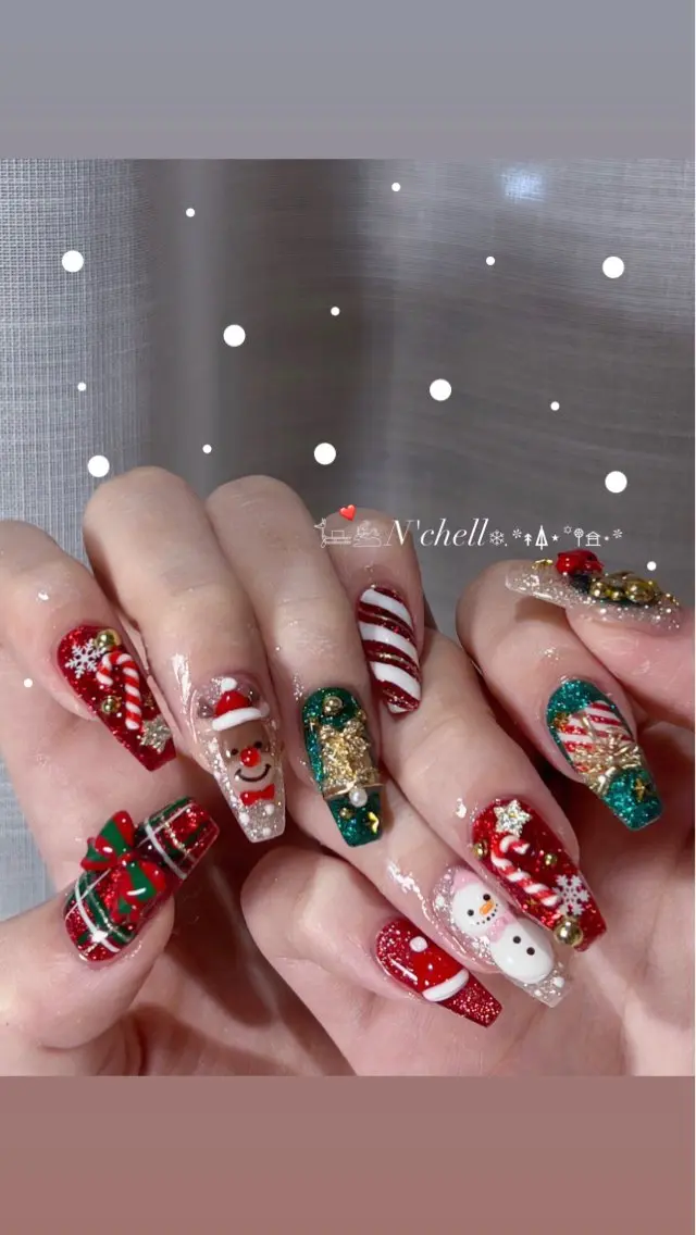 ネイル 冬ネイル クリスマス ハンドネイル Nailist Minekiのネイルデザイン