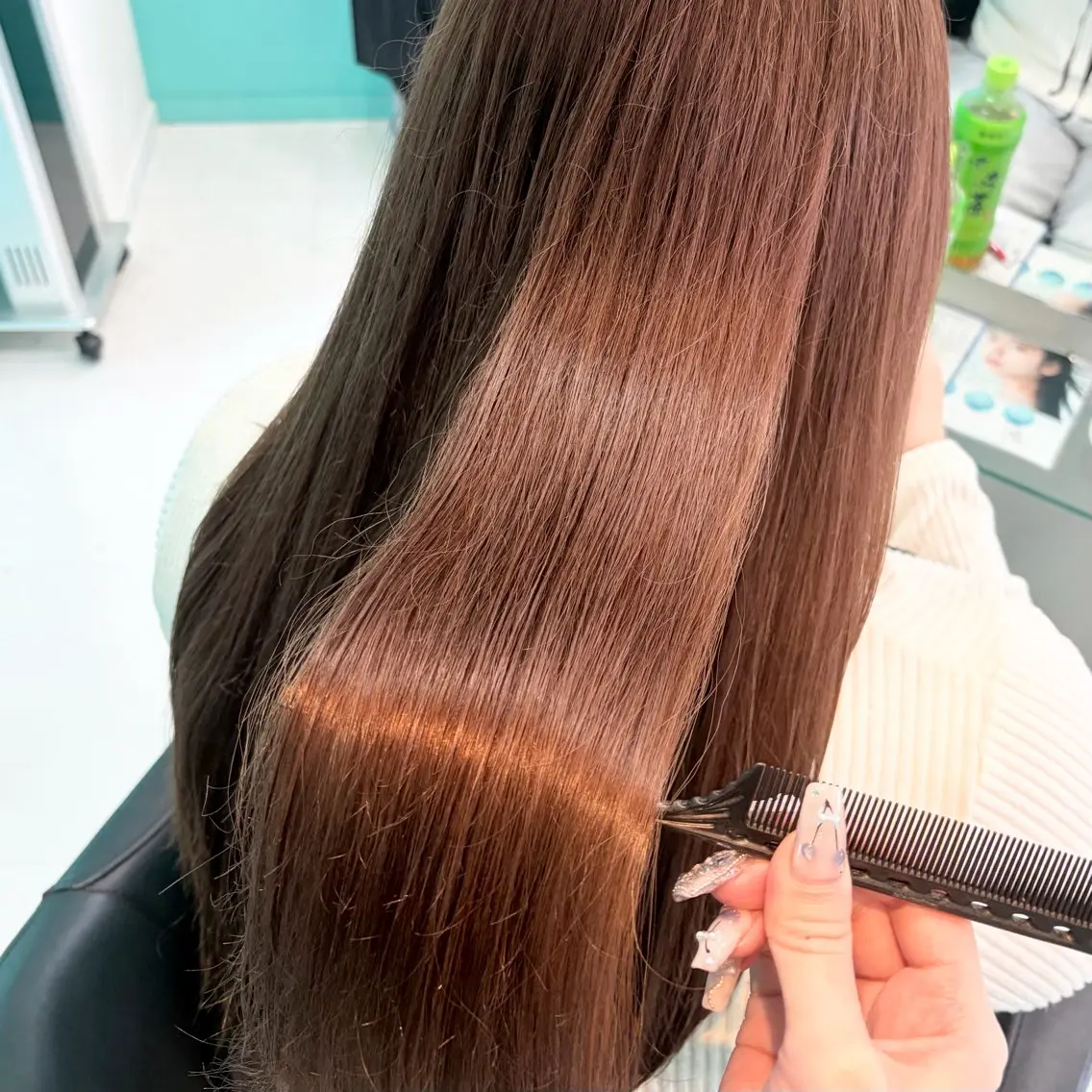 ロング カラー ブラウンカラー マロンブラウン カット ヘアカラー トリートメント デザインカラー/ ボブ/Natsukiのヘアスタイル