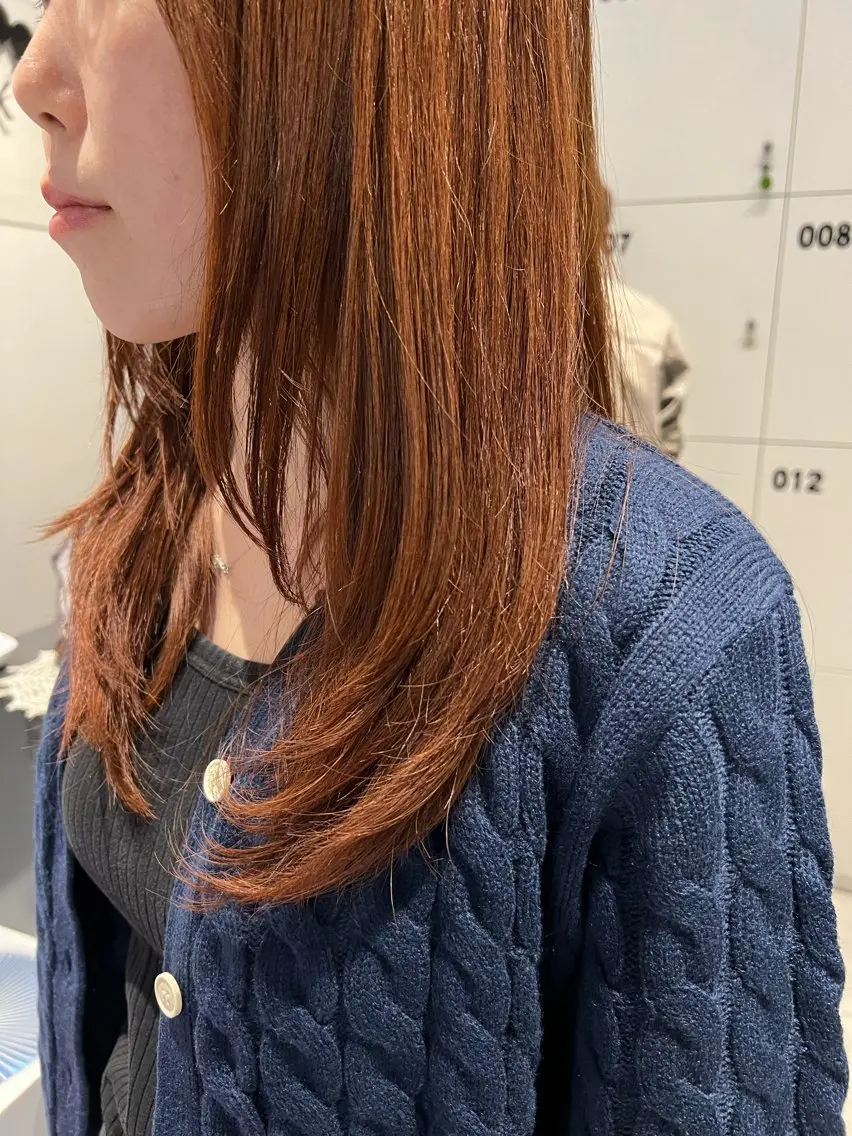 ロング カラー ブラウンカラー オレンジ オレンジブラウン ✨髪質改善矯正× ブリーチ✨YU-KIのヘアスタイル