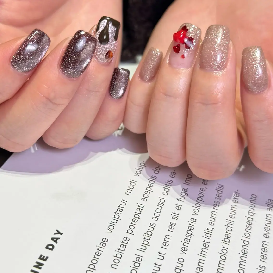 ネイル 持ち込み バレンタイン ハンドネイル Mnailsalon フィルイン対応サロンのネイルデザイン