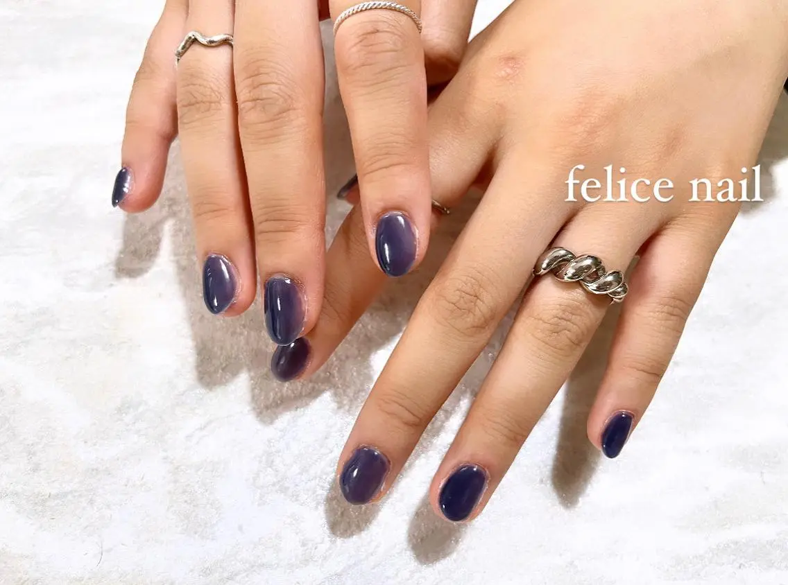 ネイル ネイビー ワンカラーネイル felice nailのネイルデザイン