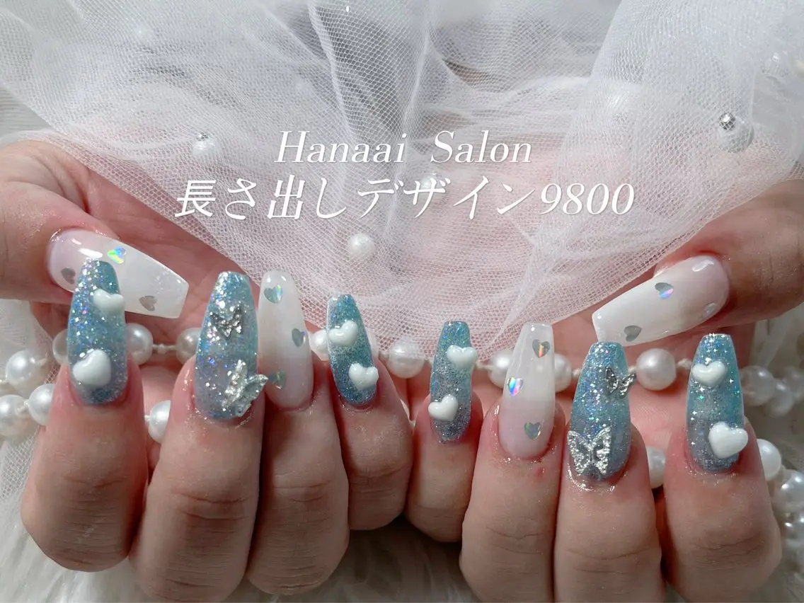 ネイル キラキラネイル 韓国ネイル ロングネイル ピンク スカルプネイル ハンドネイル Hanaai Rikaのネイルデザイン
