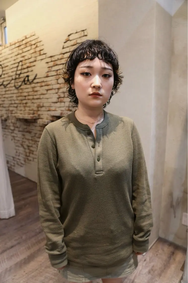 ショート パーマ マレットヘア オン眉 似合わせカット/ パーマ/藤田和樹のヘアスタイル