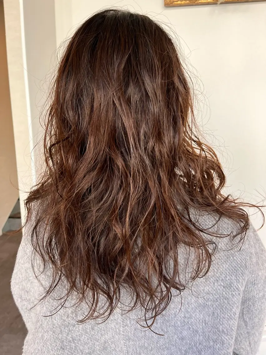 ロング パーマ カット パーマ トリートメント 森田 菜留美のヘアスタイル