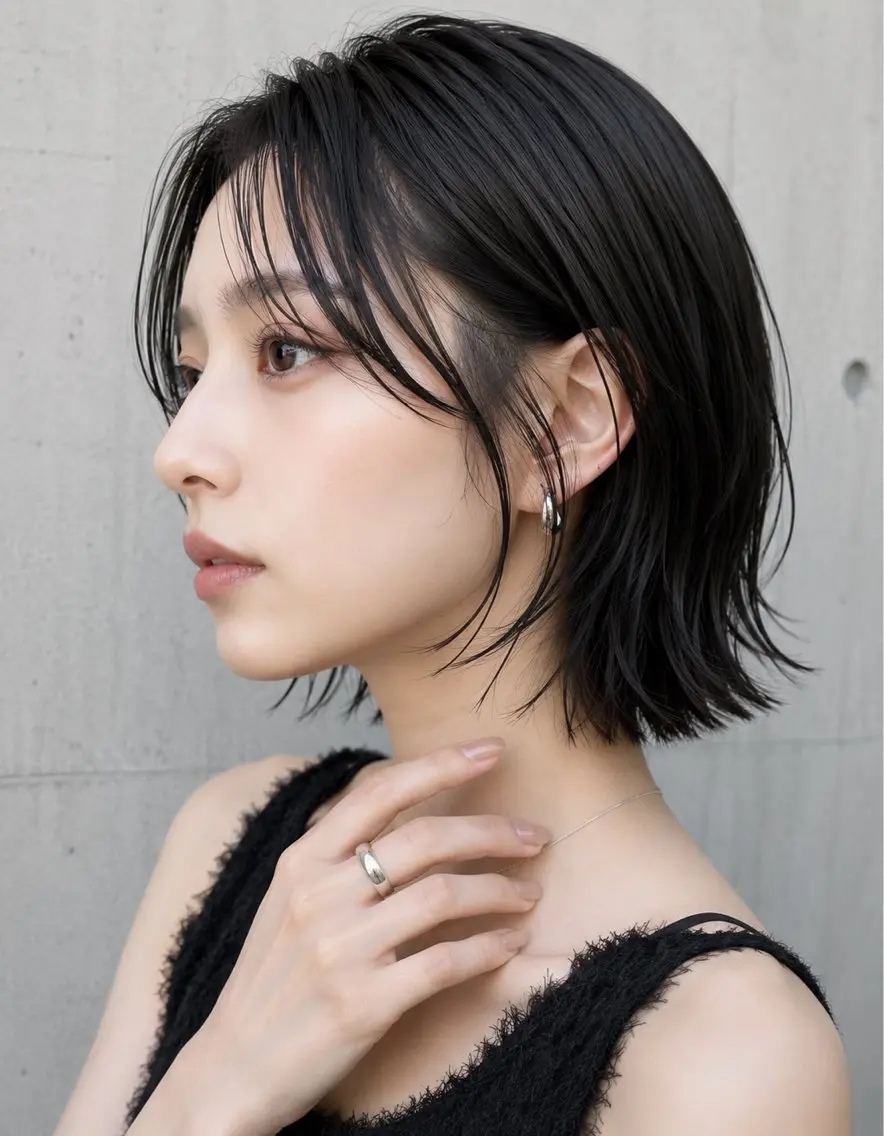 ショート 顔まわりレイヤー 顔周りカット 髪質改善 韓国風ヘア レイヤーカット カット イチマル サトルのヘアスタイル