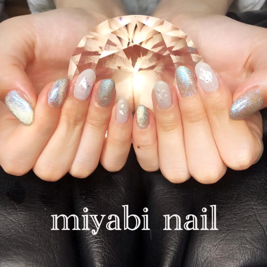 ネイル アートネイル ブルー ジェルネイル マグネットネイル ストーンネイル ハンドネイル miyabi nail 桂川駅近くのネイルデザイン