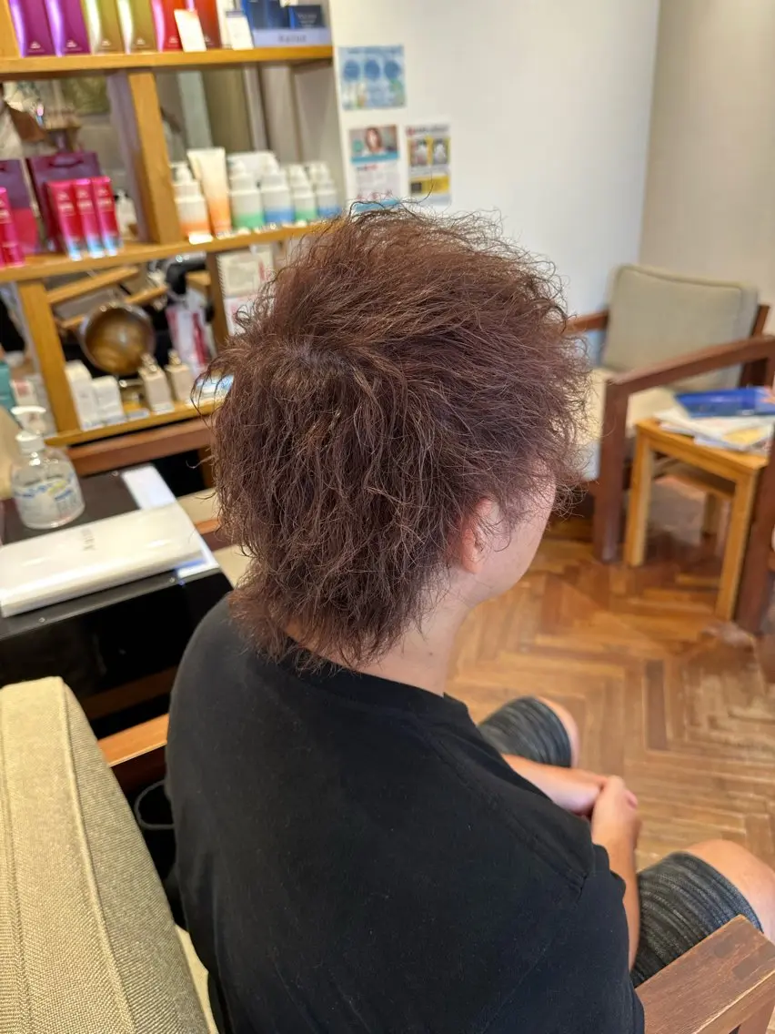 ショート パーマ メンズ メンズパーマ ツイストスパイラルパーマ メンズウルフカット ウルフカット スパイラルパーマ 鈴木 優斗のヘアスタイル