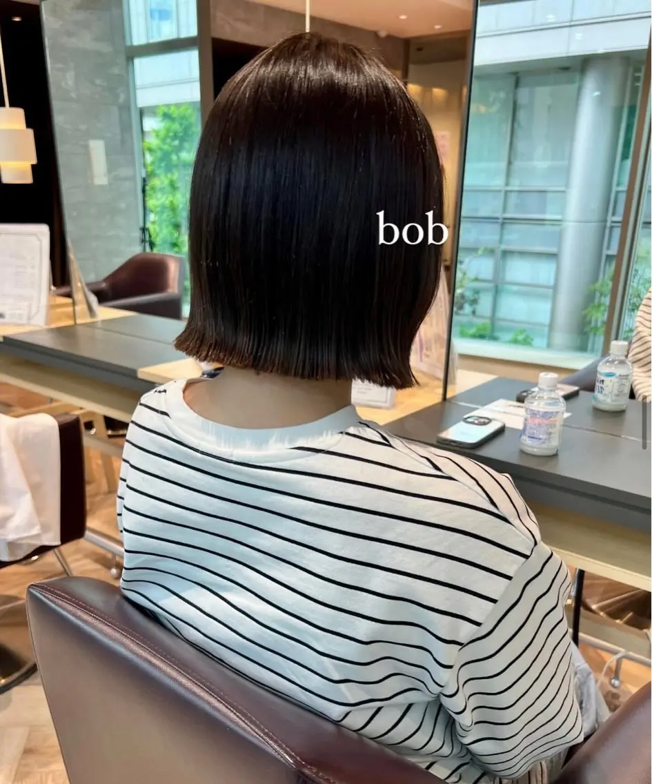 ショート ボブ 小顔カット 外ハネヘア カット 加納千華 /ボブ/ぱつっとボブのヘアスタイル