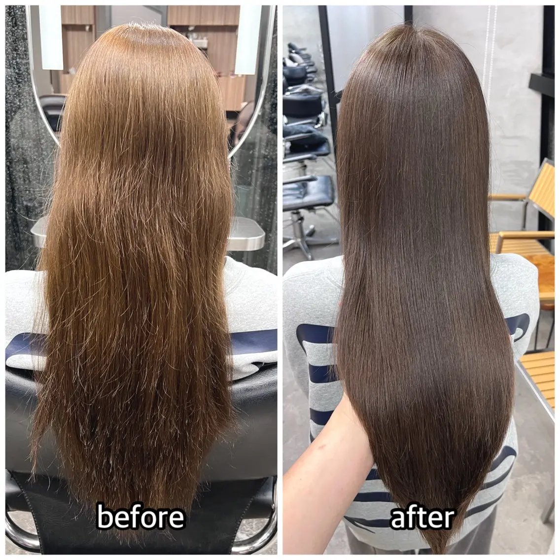 ロング カラー ベージュカラー オリーブベージュ 縮毛矯正 カット ヘアカラー トリートメント 🎈ムラ直しカラー レイヤー千葉🎈のヘアスタイル
