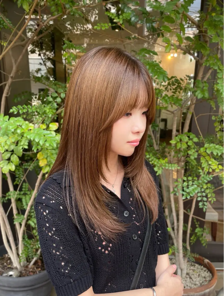 ロング 顔周りカット カット ✟ Reira ￤ ﾎﾞﾌﾞ￤ﾚｲﾔｰ￤のヘアスタイル