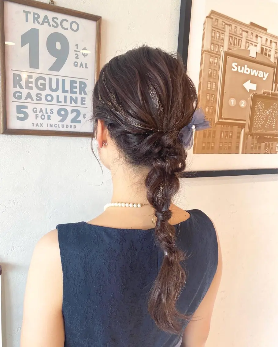 ロング ヘアセット 酸性ストレート/ブリ ーチなしWカラー河本のヘアスタイル