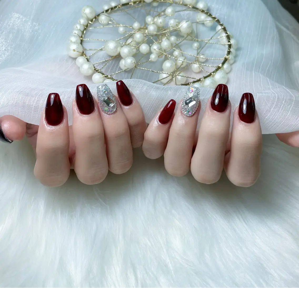 ネイル アートネイル 韓国ネイル ロングネイル ストーンネイル ハンドネイル King Nail_Salonのネイルデザイン