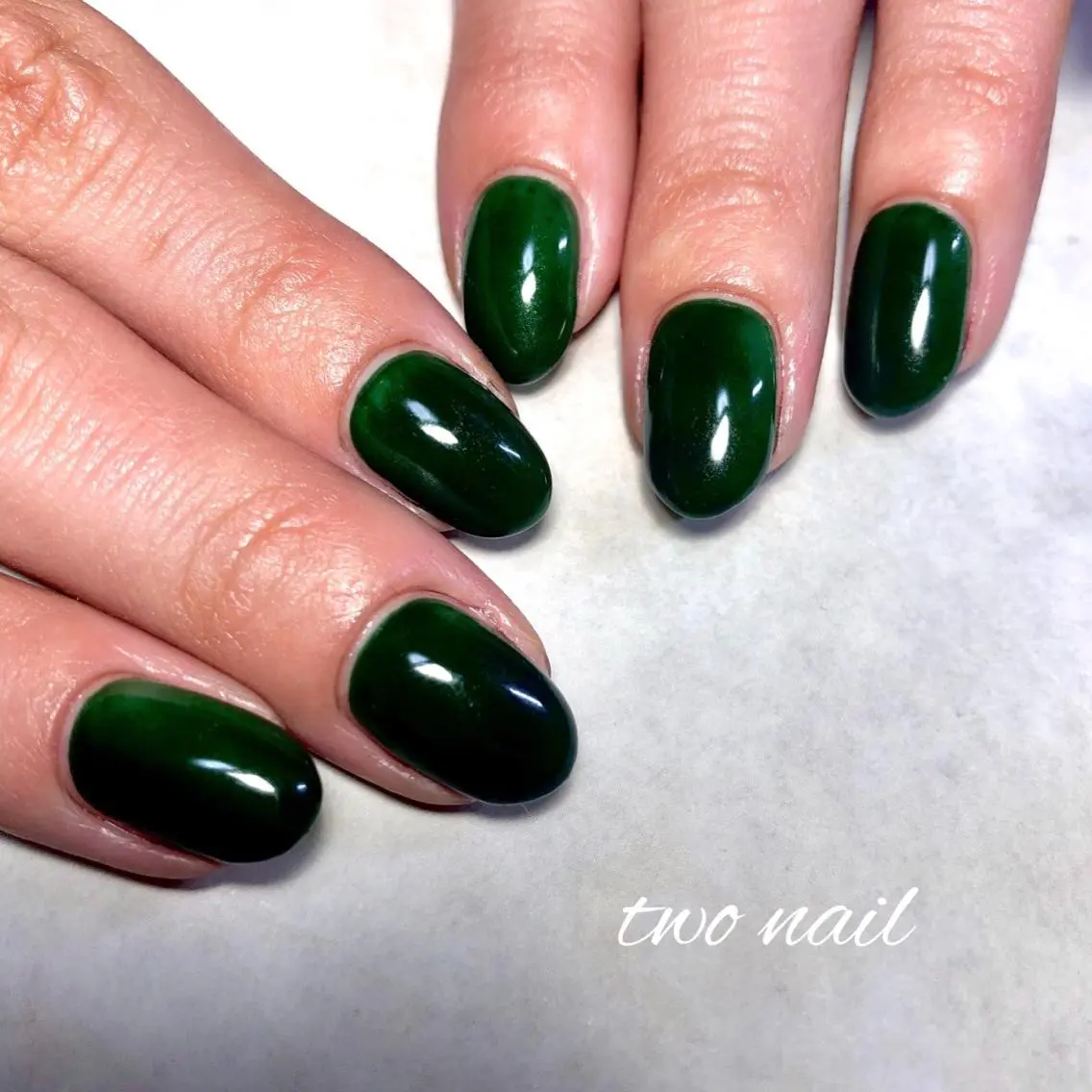 ネイル フットネイル グリーン ハート ワンカラーネイル ハンドネイル two nailのネイルデザイン