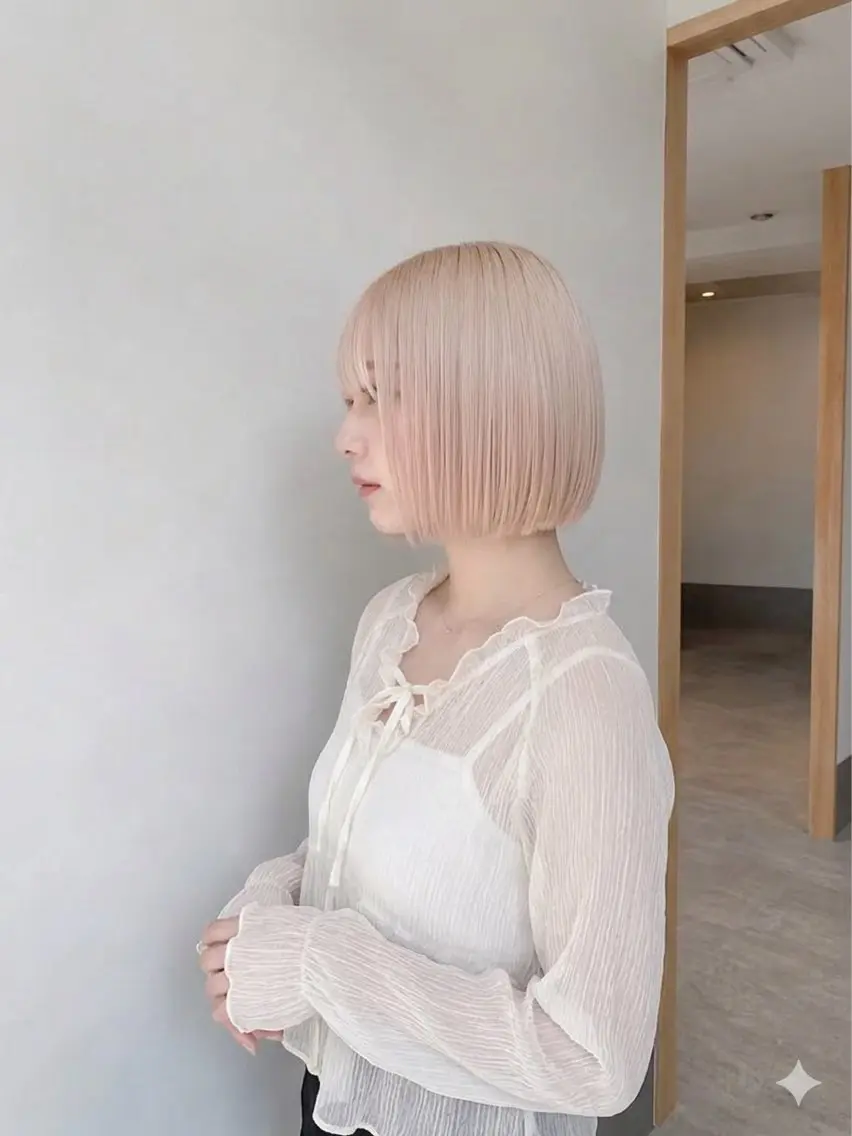 カラー 🫧岡山/ハイトーン ボブ/MEI🫧のヘアスタイル