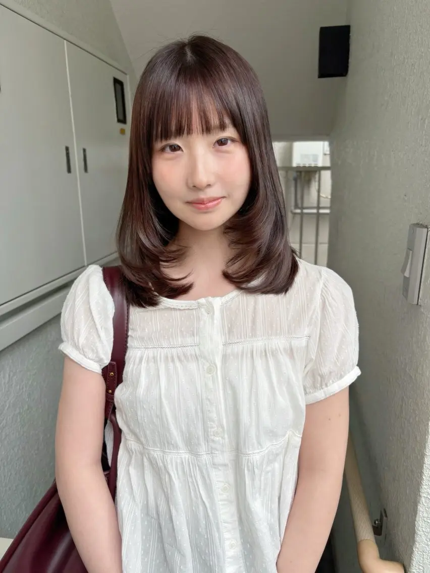 セミロング カラー カット ヘアカラー レイヤーカット🍏 顔周りカット/ののかのヘアスタイル