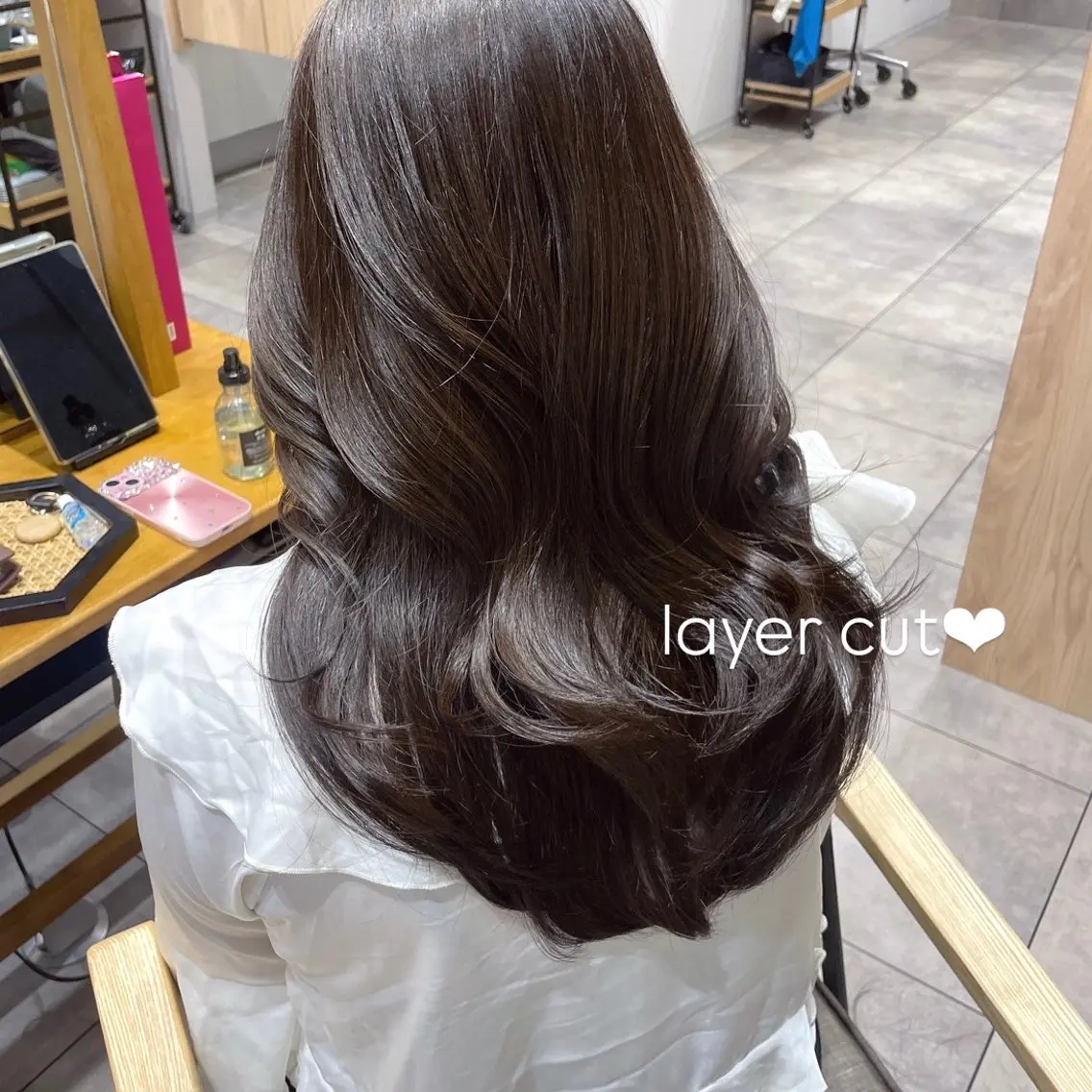 ミディアム レイヤーカット カット ヘアカラー 顔周り/レイヤー🎀 natsumiのヘアスタイル