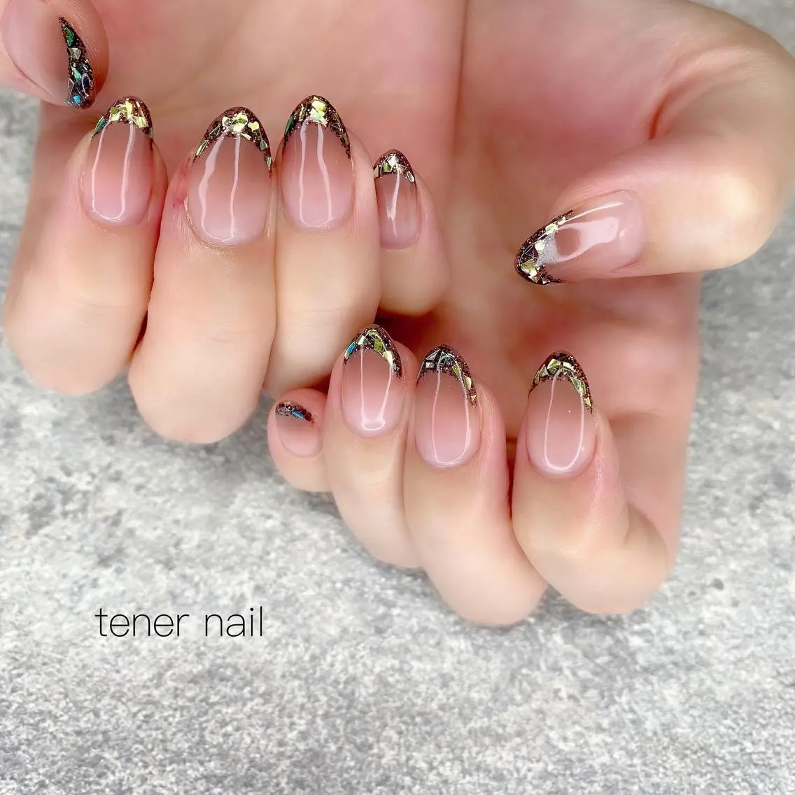 ネイル フレンチネイル ガラスフレンチ テネルネイル tener nailのネイルデザイン