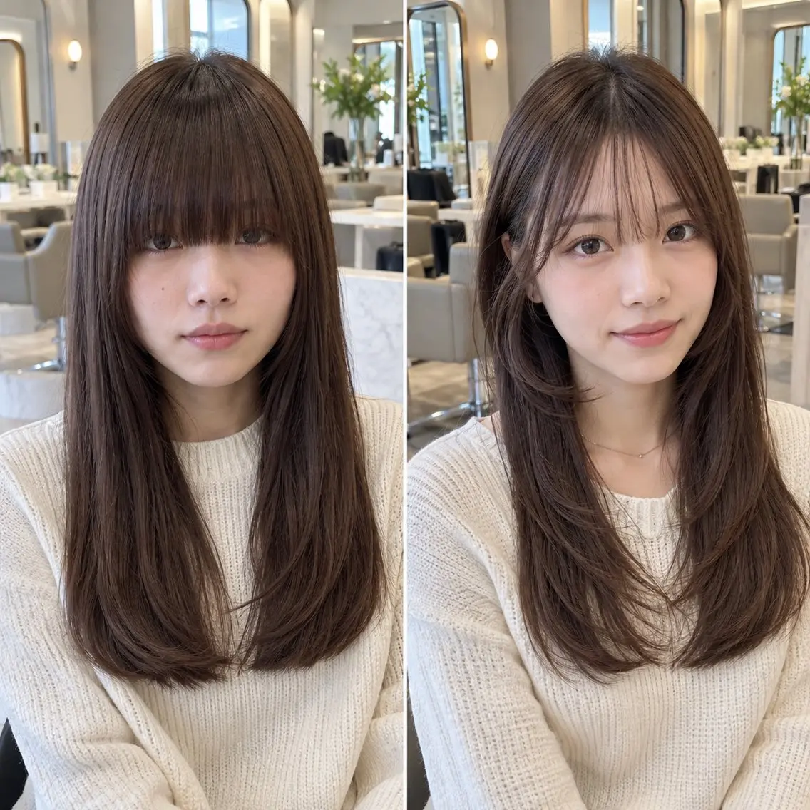 セミロング カラー 顔周りレイヤー/透明 感カラー/難波雄雅のヘアスタイル