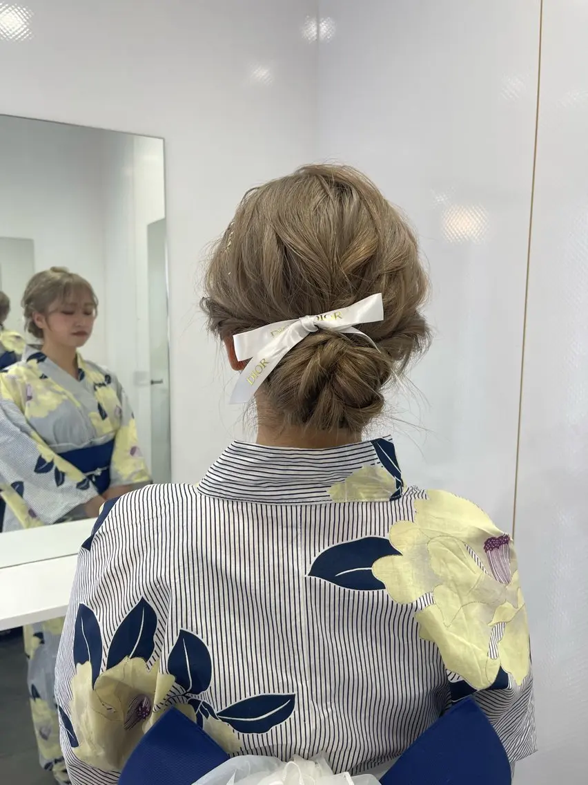 ミディアム ヘアアレンジ 浴衣 ヘアセット 心斎橋美容師 🎀mitsukiのヘアスタイル