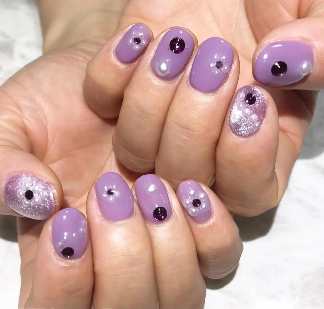 ネイル フットネイル ニュアンスネイル パープル シンプルネイル 春ネイル nail fufla ♡yamane♡のネイルデザイン