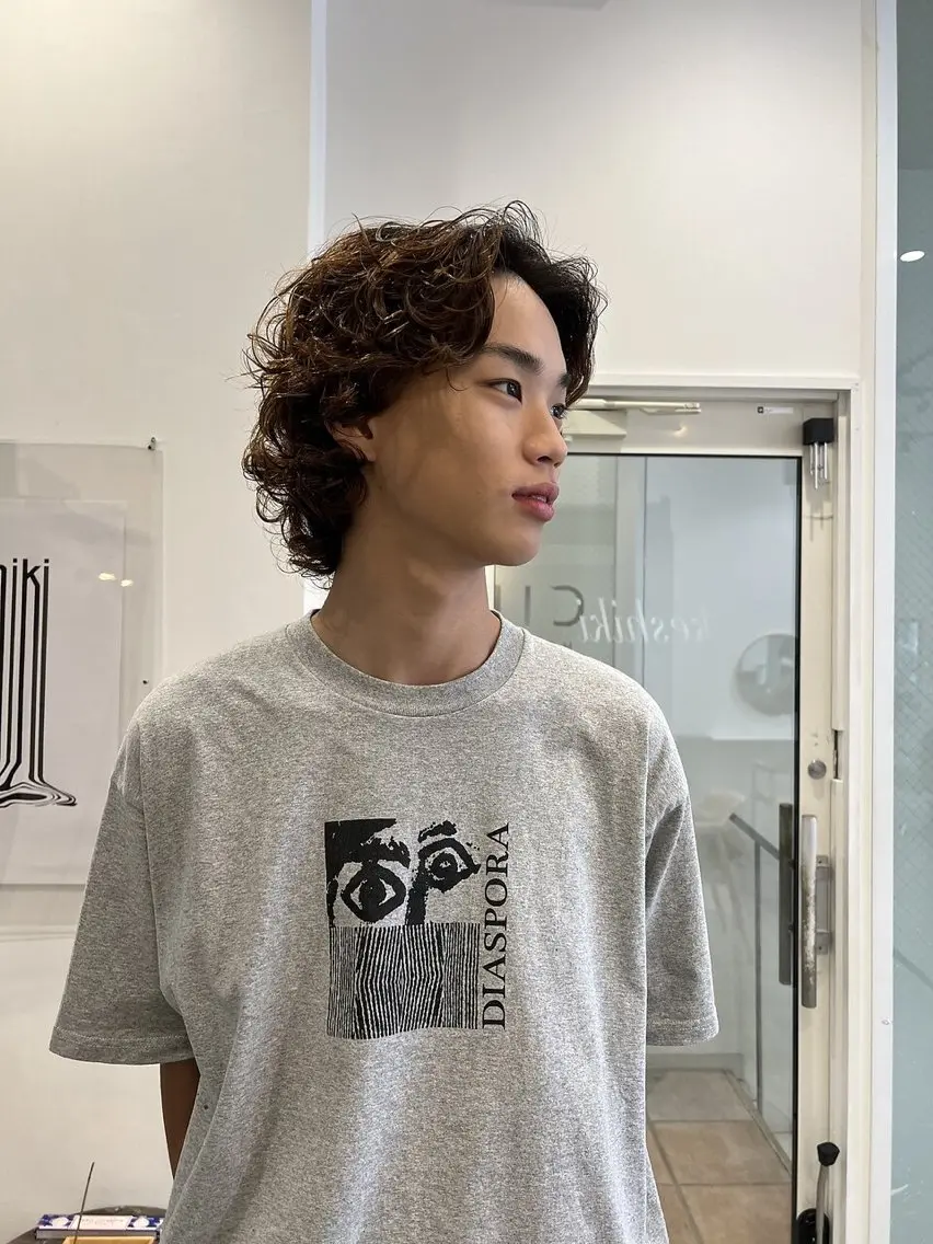 ミディアム パーマ カット パーマ keshiki 大名のヘアスタイル
