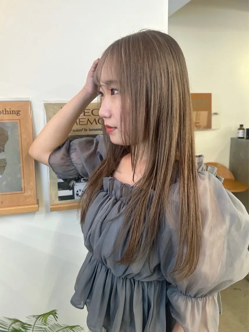 ロング カラー グレージュ 透明感カラー/中崎町 fukaのヘアスタイル