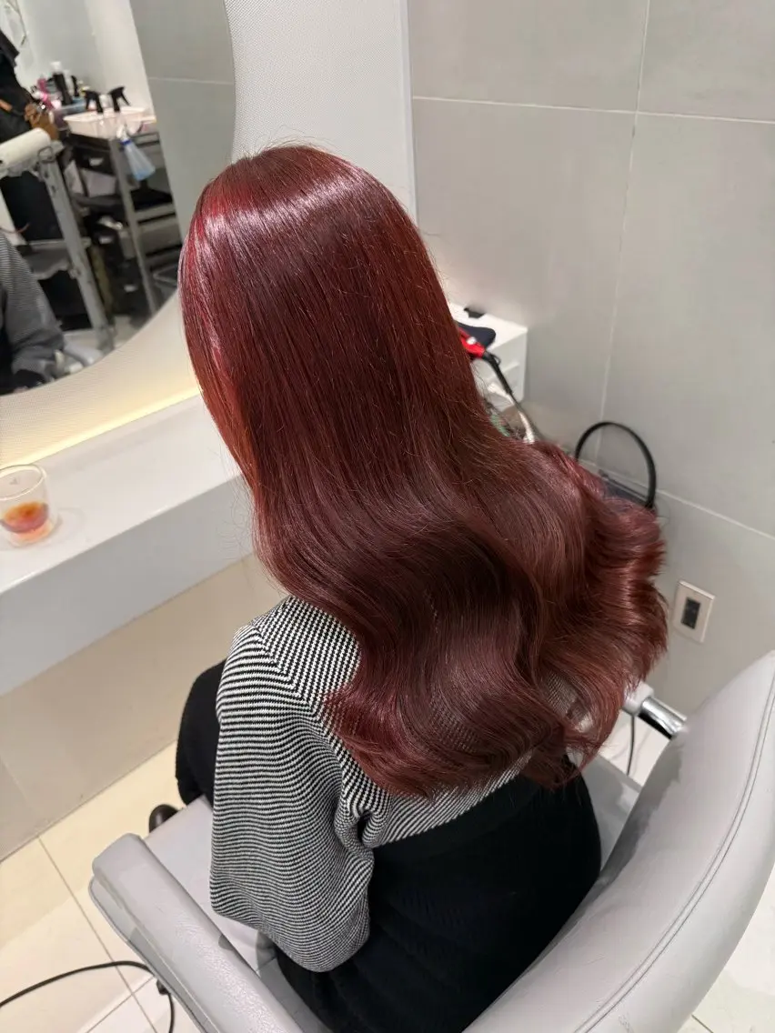 ロング カラー ボルドーカラー ダブルカラー レッドカラー トリートメント /カラー/NAOKIのヘアスタイル