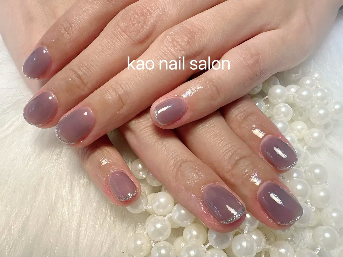 ネイル チークネイル 長さ出し フレンチネイル ジェルネイル ガラスフレンチ ハンドネイル kao nail マグネット/長さだしのネイルデザイン