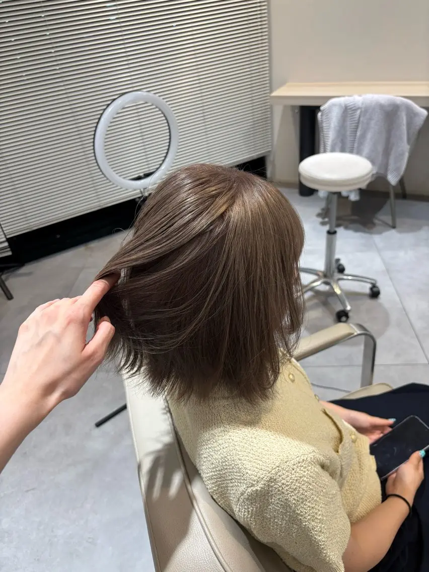 カラー ブリーチ グレージュ 縮毛矯正 ヘアカラー nanase /名駅のヘアスタイル