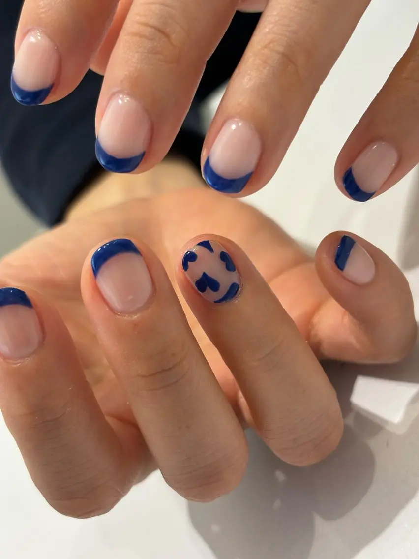ネイル アートネイル フレンチネイル ハート ハンドネイル Ann nailのネイルデザイン