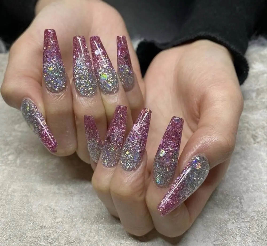 ネイル 長さ出し グラデーション 卒業式 キラキラネイル マグネットネイル Emi🌸Belle Nail Salonのネイルデザイン
