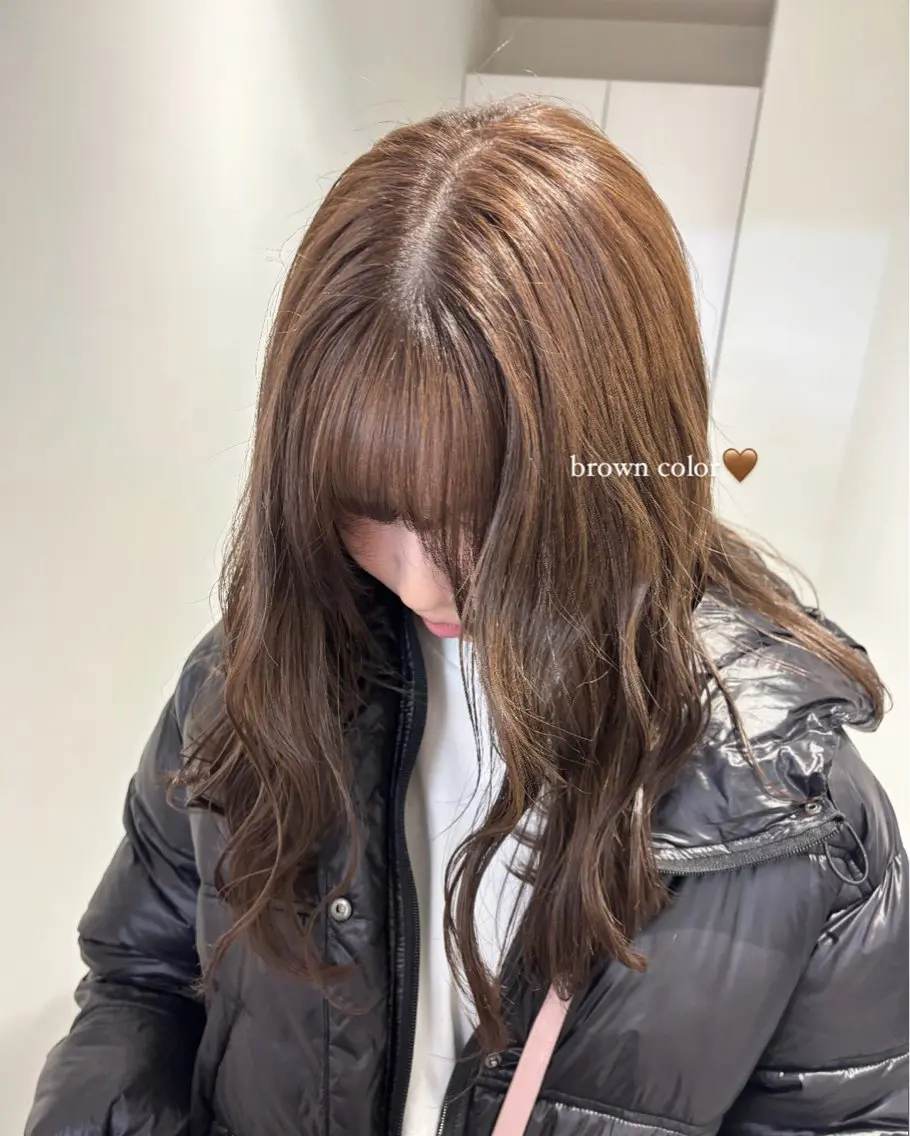 ロング ヘアカラー トリートメント まろやかベージュ🤎 艶カラー🔔リンのヘアスタイル