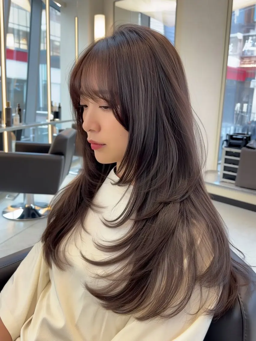 ロング ロングレイヤー レイヤーカット ロング 小顔カット カット ヘアカラー 面長/丸顔 小顔レイヤー|橋本のヘアスタイル