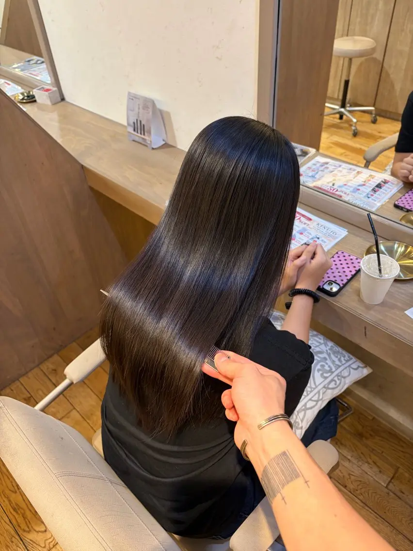 ロング 縮毛矯正 トリートメント ioe竹原 祐樹のヘアスタイル