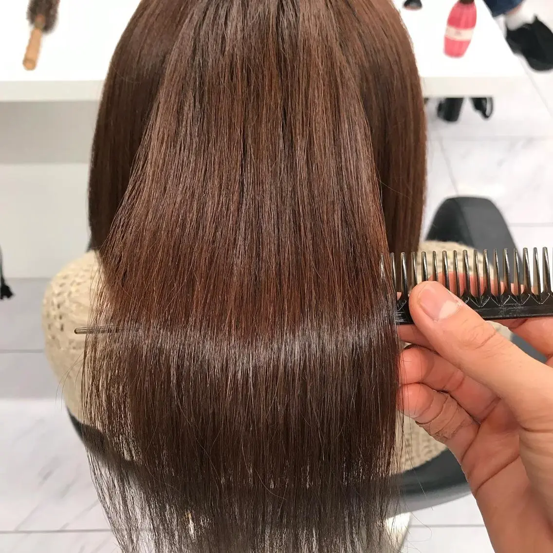 セミロング カラー トリートメント ヘアカラー トリートメント 髪質改善縮毛矯正,ブ リーチ縮毛矯正KEIのヘアスタイル