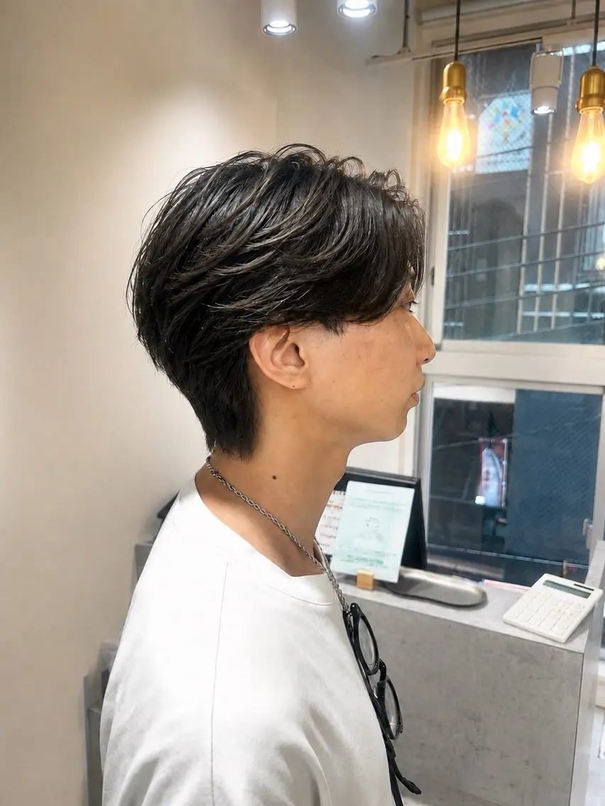 ミディアム パーマ ミディアムパーマ ニュアンスパーマ ルナ/メンズ /レイヤーのヘアスタイル