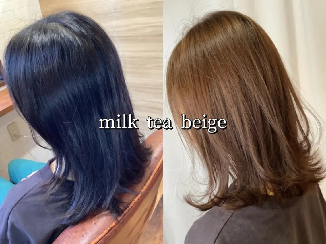 カラー ベージュカラー ブリーチ ミルクティーベージュ ブリーチなしカラー 稲田 全将のヘアスタイル