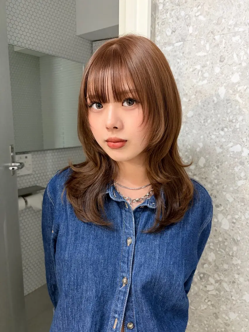 ミディアム カラー カット ヘアカラー トリートメント 失敗しないハイトーン ✨ミルクティー/ミワのヘアスタイル