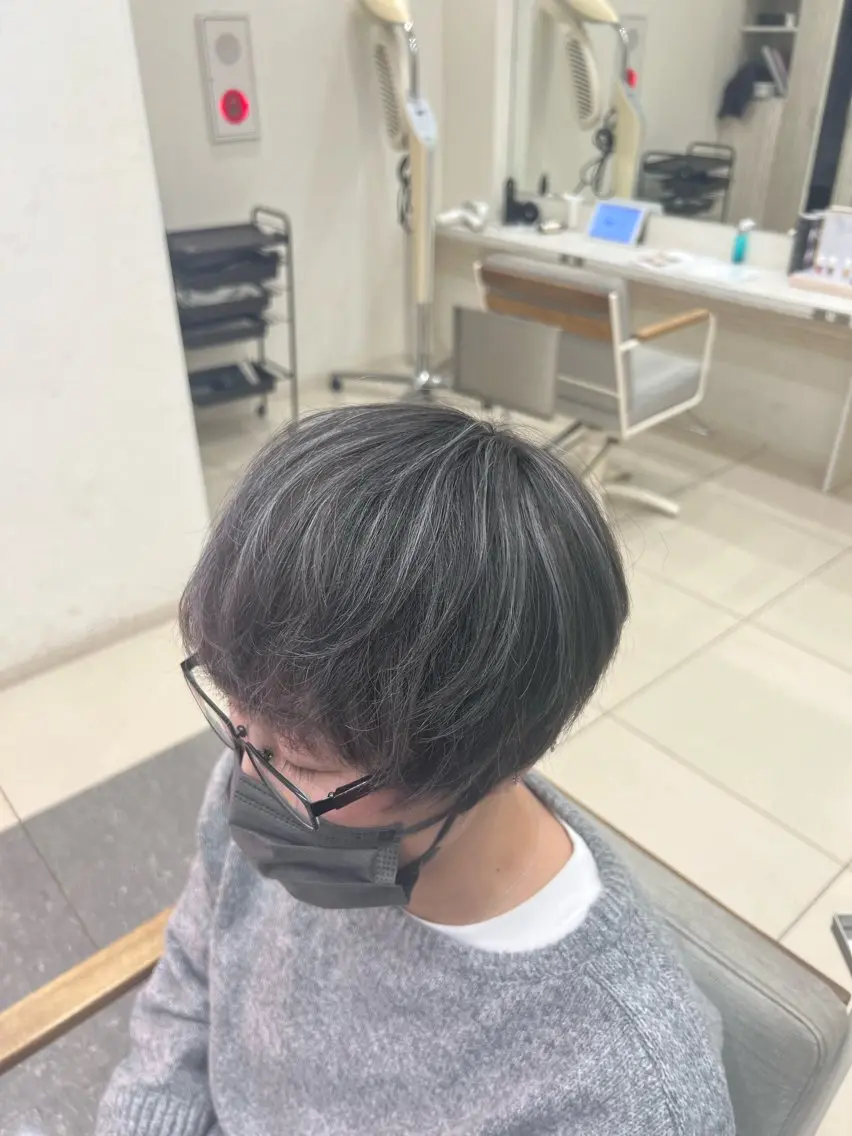 ショート カラー ヘアカラー 太白区/白髪ぼかし ハイライト/千葉達人のヘアスタイル